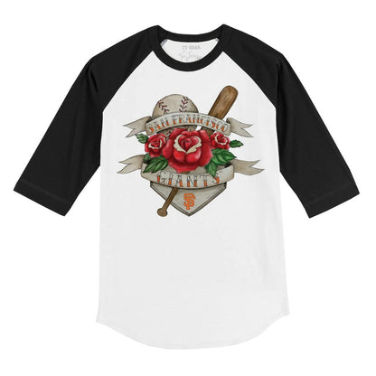 San Francisco Giants Tiny Turnip Youth Tattoo Rose 3/4-Sleeve Raglan T-Shirt - White/Black