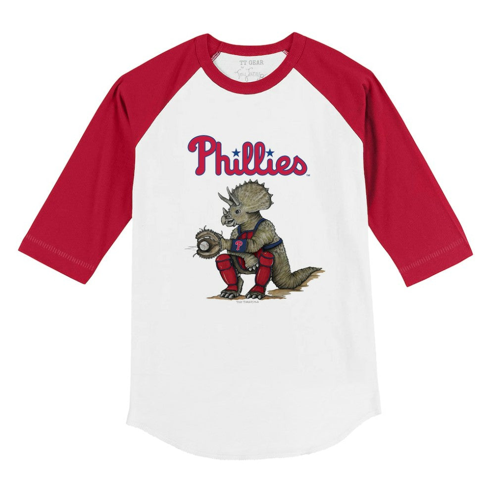 Philadelphia Phillies Tiny Turnip Youth Triceratops 3/4-Sleeve Raglan T-Shirt - White/Red