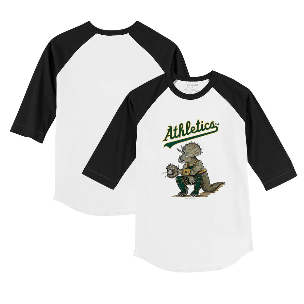 Athletics Tiny Turnip Youth Triceratops 3/4-Sleeve Raglan T-Shirt - White/Black