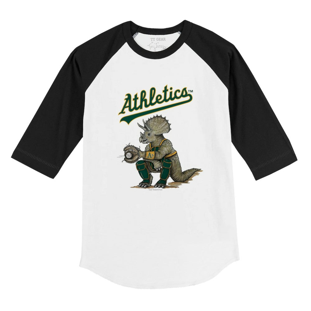 Athletics Tiny Turnip Youth Triceratops 3/4-Sleeve Raglan T-Shirt - White/Black