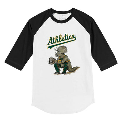 Athletics Tiny Turnip Youth Triceratops 3/4-Sleeve Raglan T-Shirt - White/Black