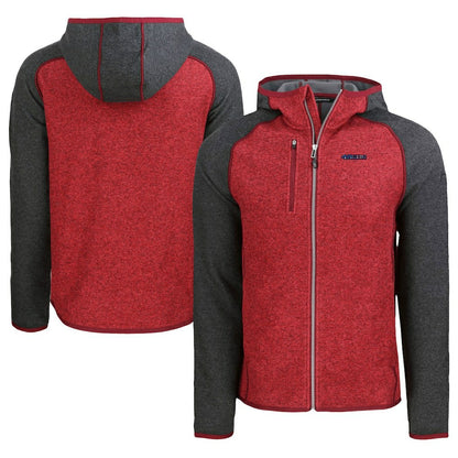 San Francisco 49ers Cutter & Buck Americana Mainsail Full-Zip Hooded Jacket - Heather Scarlet/Heather Charcoal sale