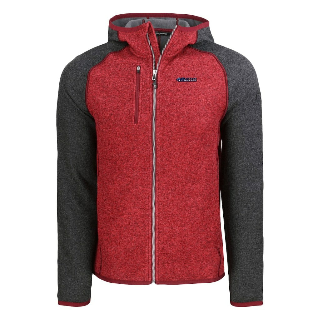 San Francisco 49ers Cutter & Buck Americana Mainsail Full-Zip Hooded Jacket - Heather Scarlet/Heather Charcoal sale