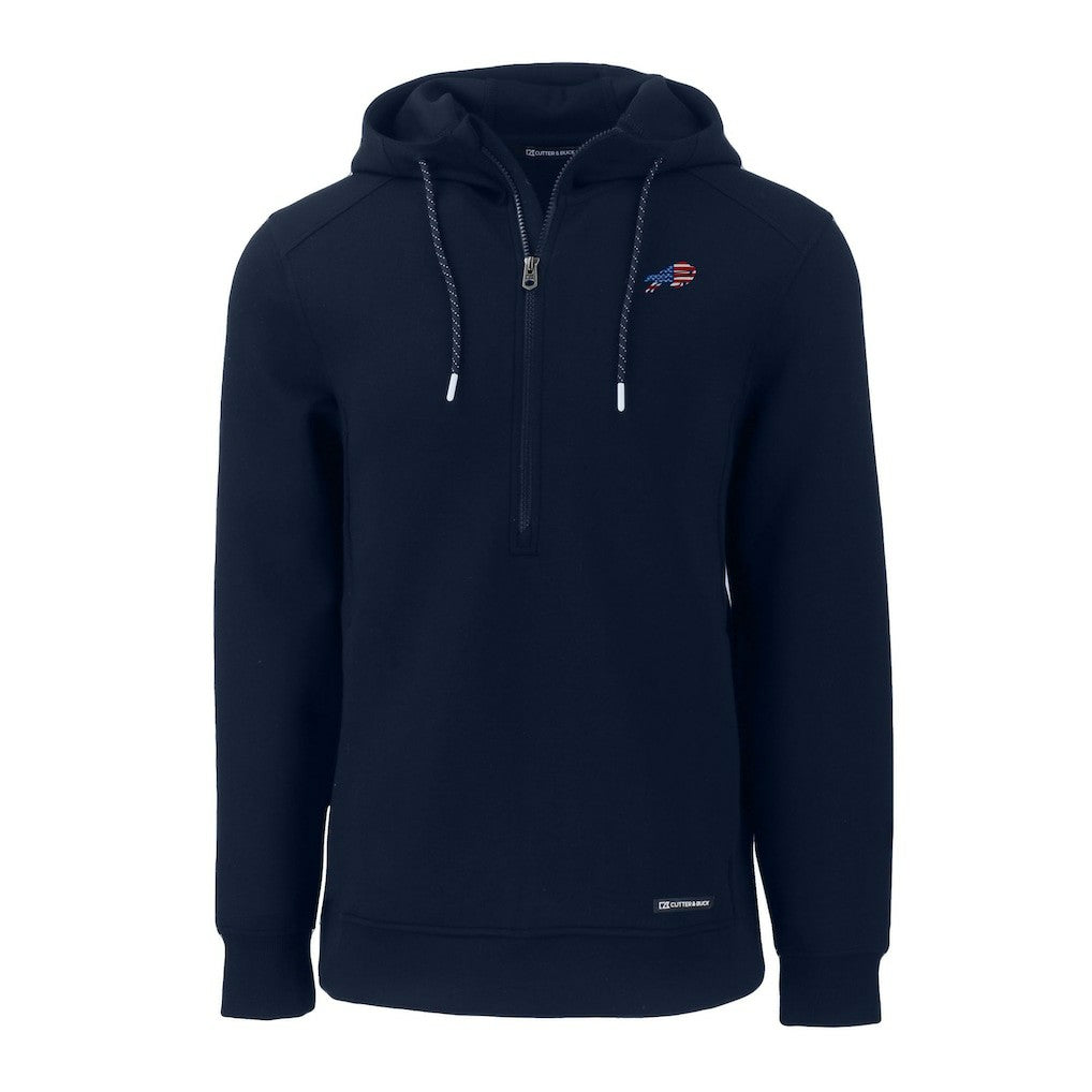 Buffalo Bills Cutter & Buck Americana Roam Eco Half-Zip Recycled Pullover Hoodie - Navy for sale