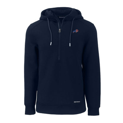 Buffalo Bills Cutter & Buck Americana Roam Eco Half-Zip Recycled Pullover Hoodie - Navy for sale