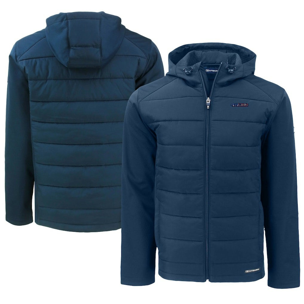 San Francisco 49ers Cutter & Buck Big & Tall Americana Evoke Hybrid Eco Softshell Recycled Full-Zip Hooded Jacket - Navy cheap