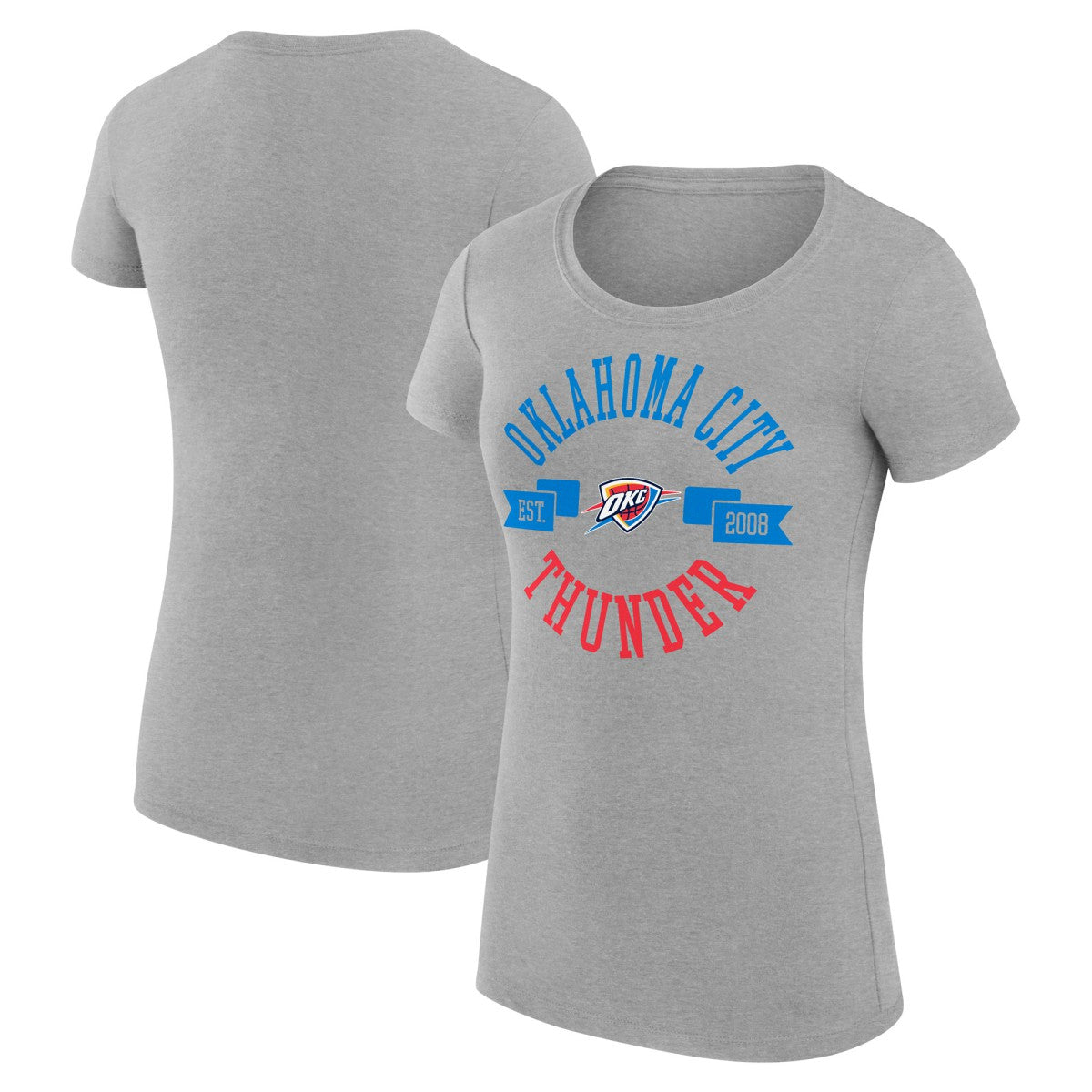 Oklahoma City Thunder G-III 4Her by Carl Banks Women's Super-Slim Fit Lightweight Large City Logo T-Shirt - Heather Gray for sale