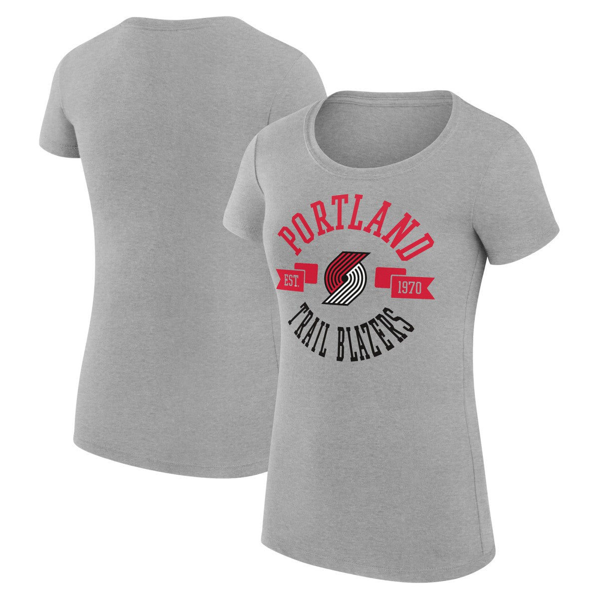 Portland Trail Blazers G-III 4Her by Carl Banks Women's Super-Slim Fit Lightweight Large City Logo T-Shirt - Heather Gray discount
