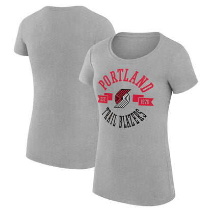 Portland Trail Blazers G-III 4Her by Carl Banks Women's Super-Slim Fit Lightweight Large City Logo T-Shirt - Heather Gray discount
