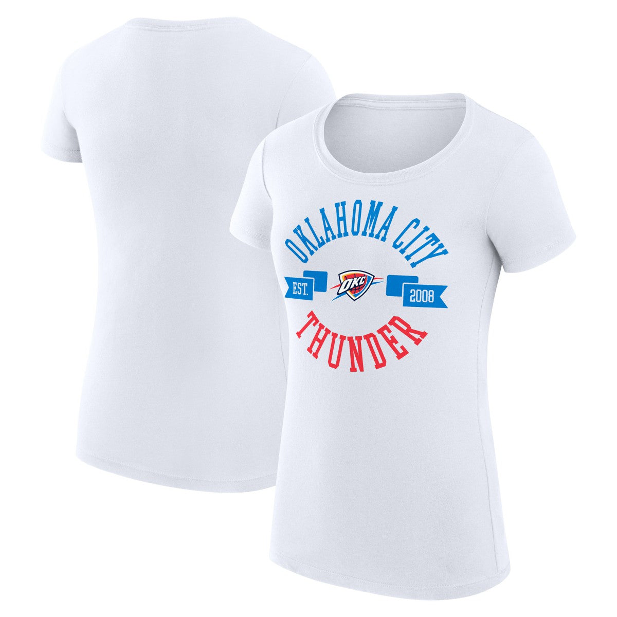 Oklahoma City Thunder G-III 4Her by Carl Banks Women's Super-Slim Fit Lightweight Large City Logo T-Shirt - White cheap