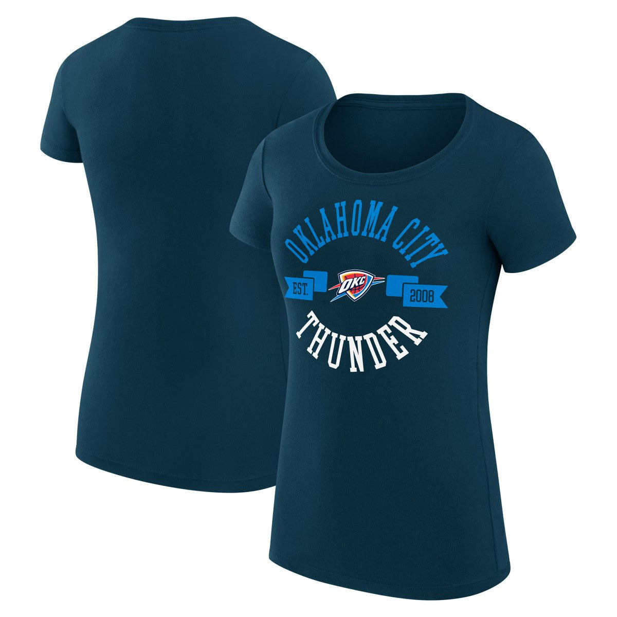 Oklahoma City Thunder G-III 4Her by Carl Banks Women's Super-Slim Fit Lightweight Large City Logo T-Shirt - Navy outlet