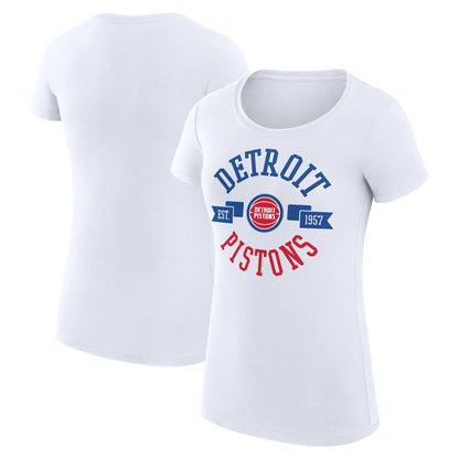 Detroit Pistons G-III 4Her by Carl Banks Women's Super-Slim Fit Lightweight Large City Logo T-Shirt sale - White discount