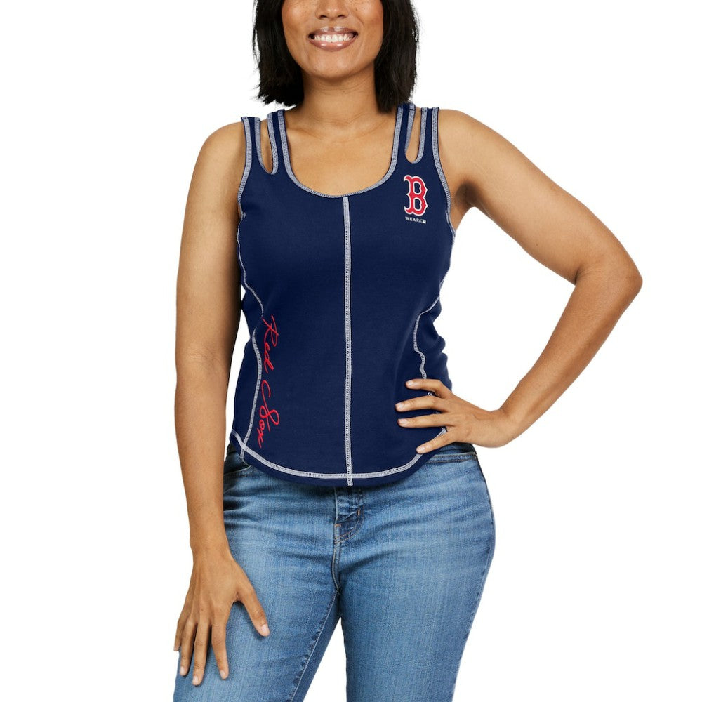 Boston Red Sox WEAR by Erin Andrews Women's Contrast Stitch Tank Top - Navy