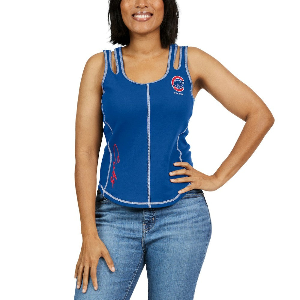Chicago Cubs WEAR by Erin Andrews Women's Contrast Stitch Tank Top - Royal
