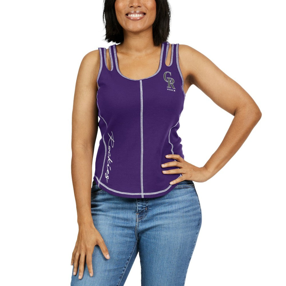 Colorado Rockies WEAR by Erin Andrews Women's Contrast Stitch Tank Top - Purple