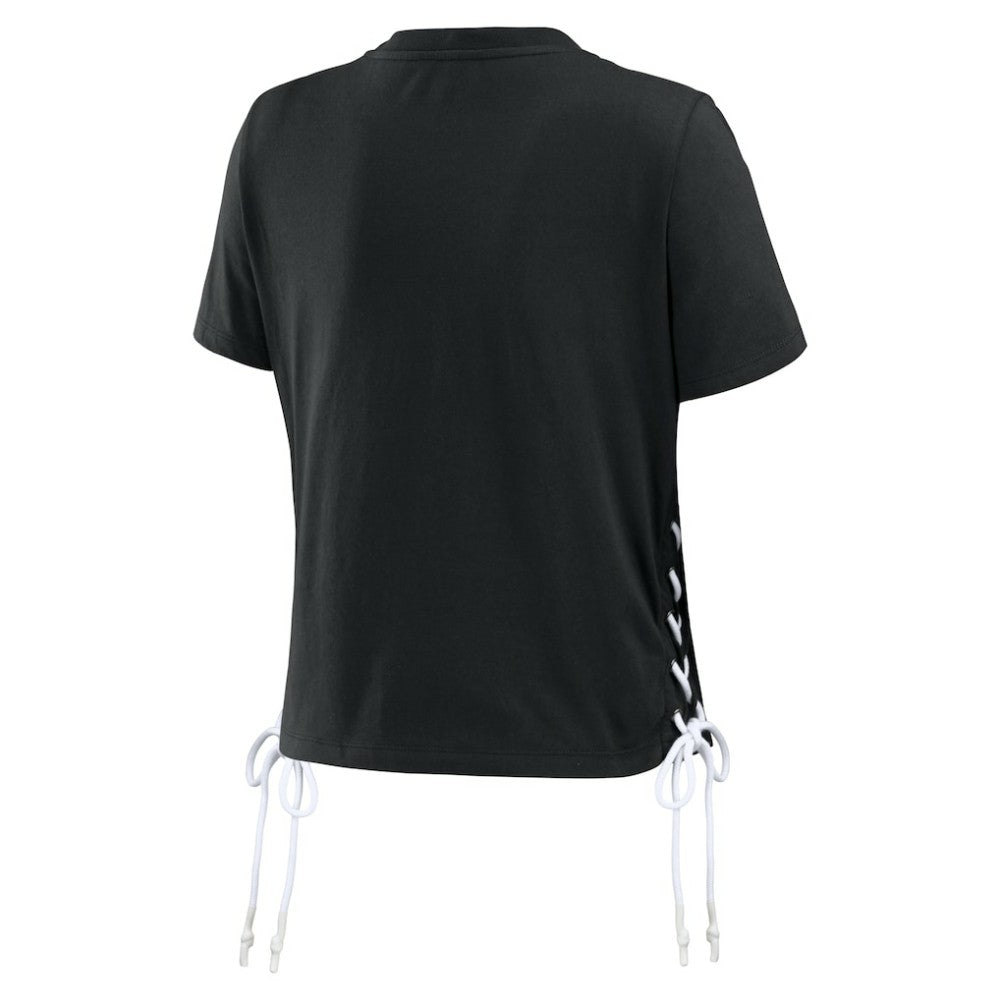 Chicago White Sox WEAR by Erin Andrews Women's Side Lace-Up Cropped T-Shirt - Black