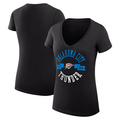 Oklahoma City Thunder G-III 4Her by Carl Banks Women's Super-Slim Fit Lightweight Large City Logo V-Neck T-Shirt - Black for sale