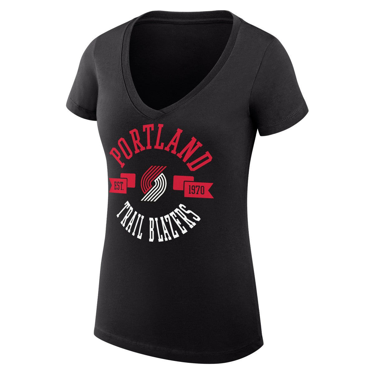 Portland Trail Blazers G-III 4Her by Carl Banks Women's Super-Slim Fit Lightweight Large City Logo V-Neck T-Shirt - Black discount