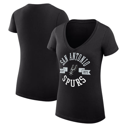 San Antonio Spurs G-III 4Her by Carl Banks Women's Super-Slim Fit Lightweight Large City Logo V-Neck T-Shirt - Black discount