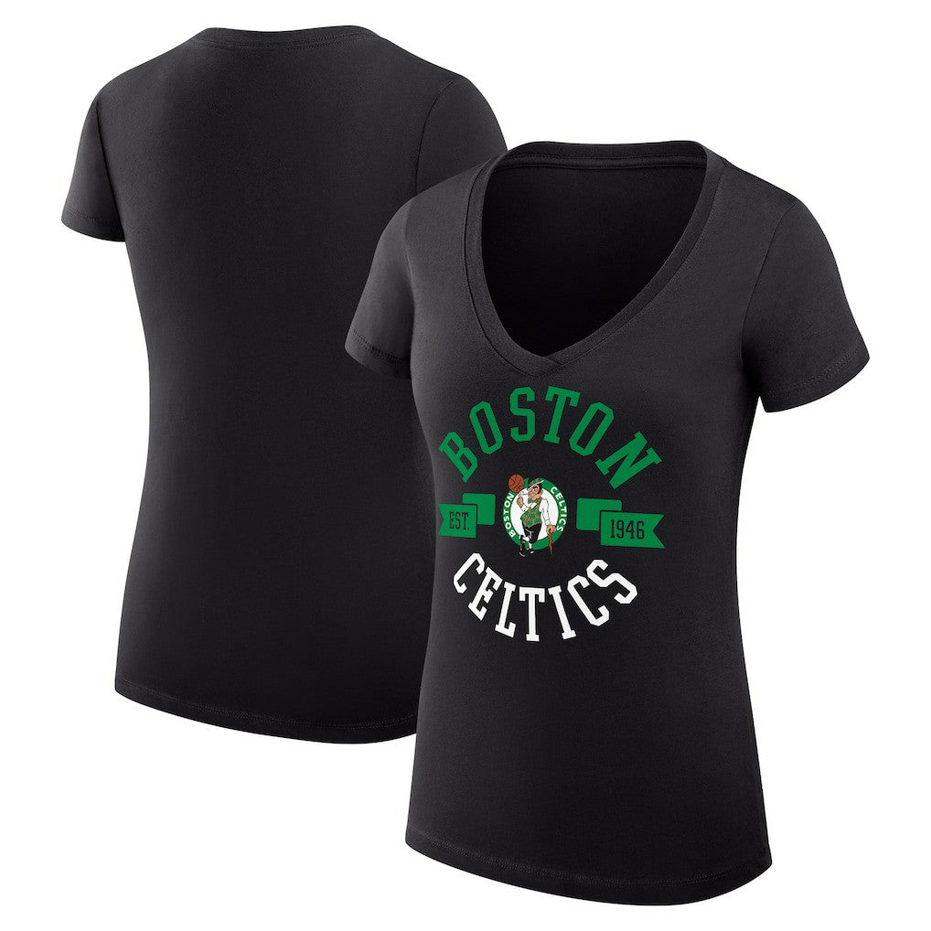Boston Celtics G-III 4Her by Carl Banks Women's Super-Slim Fit Lightweight Large City Logo V-Neck T-Shirt - Black sale