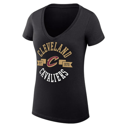 Cleveland Cavaliers G-III 4Her by Carl Banks Women's Super-Slim Fit Lightweight Large City Logo V-Neck T-Shirt sale - Black cheap