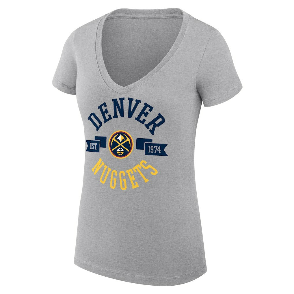 Denver Nuggets G-III 4Her by Carl Banks Women's Super-Slim Fit Lightweight Large City Logo V-Neck T-Shirt sale - Heather Gray cheap