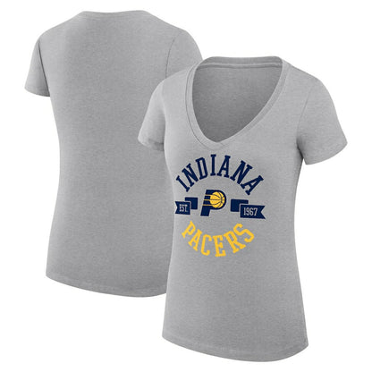 Indiana Pacers G-III 4Her by Carl Banks Women's Super-Slim Fit Lightweight Large City Logo V-Neck T-Shirt - Heather Gray on sale