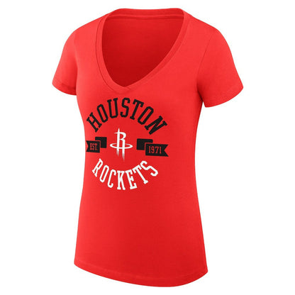 Houston Rockets G-III 4Her by Carl Banks Women's Super-Slim Fit Lightweight Large City Logo V-Neck T-Shirt - Red cheap