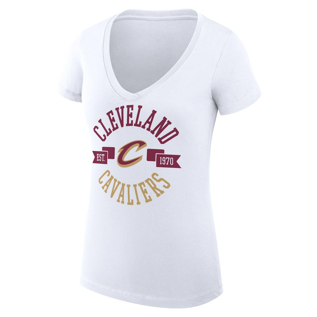 Cleveland Cavaliers G-III 4Her by Carl Banks Women's Super-Slim Fit Lightweight Large City Logo V-Neck T-Shirt sale - White online