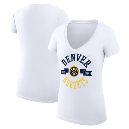 Denver Nuggets G-III 4Her by Carl Banks Women's Super-Slim Fit Lightweight Large City Logo V-Neck T-Shirt sale - White online