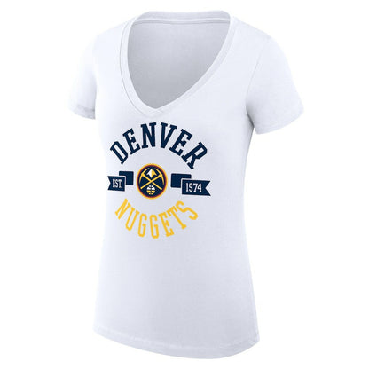Denver Nuggets G-III 4Her by Carl Banks Women's Super-Slim Fit Lightweight Large City Logo V-Neck T-Shirt sale - White online