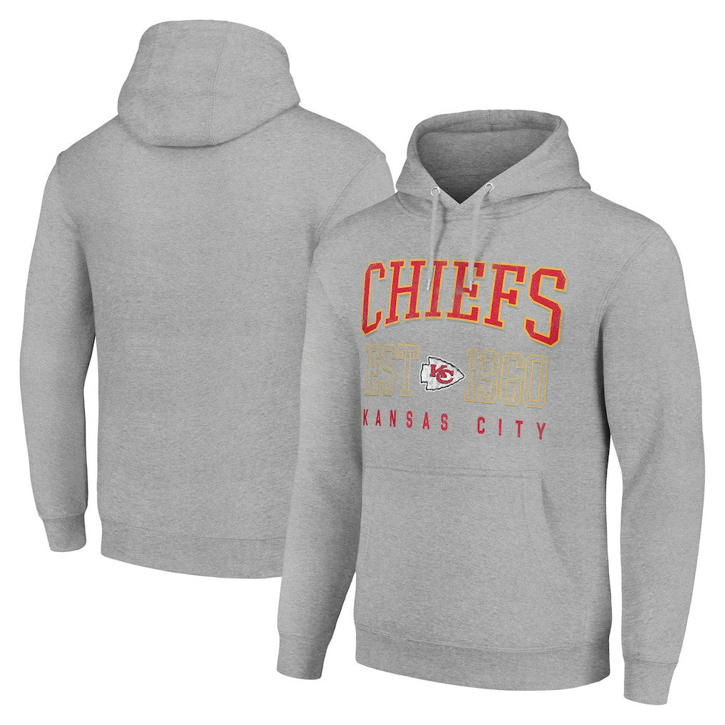 Kansas City Chiefs Starter Unisex Throwback Logo Pullover Hoodie - Heather Gray on sale