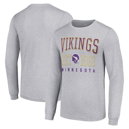 Minnesota Vikings Starter Throwback Logo Long Sleeve T-Shirt - Heather Gray outlet