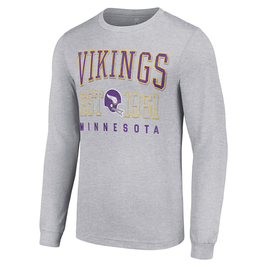 Minnesota Vikings Starter Throwback Logo Long Sleeve T-Shirt - Heather Gray outlet