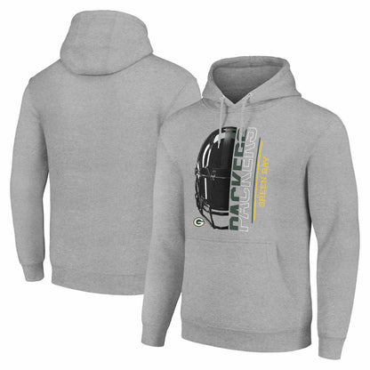 Green Bay Packers Starter Unisex Half Helmet Logo Pullover Hoodie - Heather Gray for sale