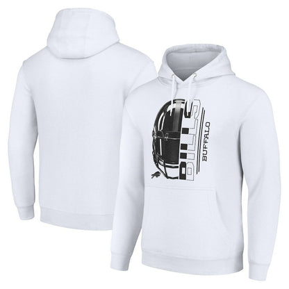 Buffalo Bills Starter Unisex Half Helmet Logo Pullover Hoodie - White discount