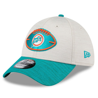 Miami Dolphins New Era 2024 Sideline Historic 39THIRTY Flex Hat - Stone/Aqua discount