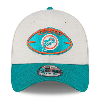 Miami Dolphins New Era 2024 Sideline Historic 39THIRTY Flex Hat - Stone/Aqua discount