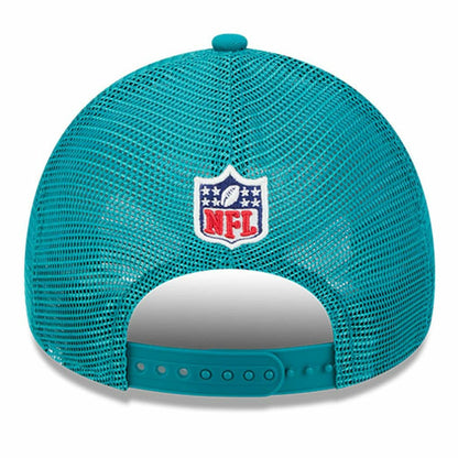 Miami Dolphins New Era 2024 Sideline Historic 9FORTY A-Frame Trucker Adjustable Hat - Stone/Aqua on sale