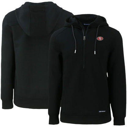 San Francisco 49ers Cutter & Buck Primary Mark Roam Eco Recycled Half-Zip Pullover Hoodie - Black outlet