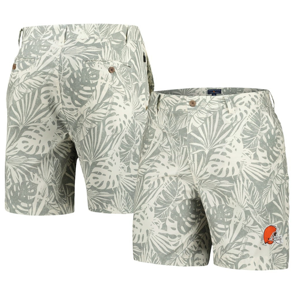 Cleveland Browns Margaritaville Sandwashed Monstera Print Amphib Shorts - Gray cheap