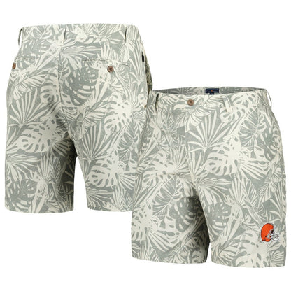 Cleveland Browns Margaritaville Sandwashed Monstera Print Amphib Shorts - Gray cheap