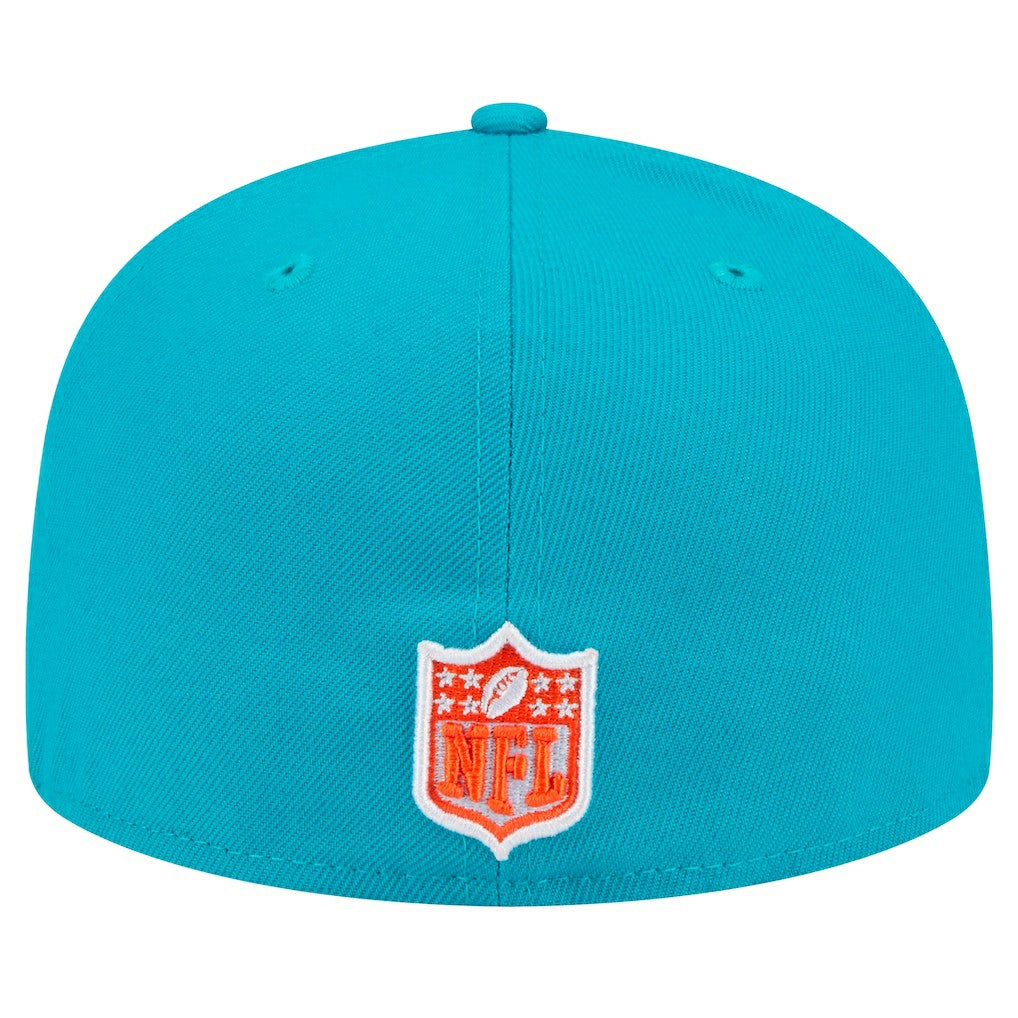 Miami Dolphins New Era Script Sided 59FIFTY Fitted Hat - Aqua online