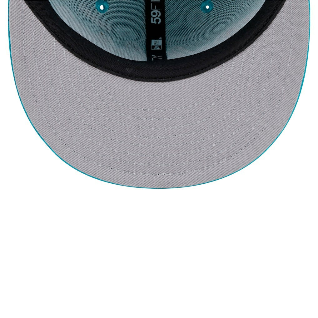 Miami Dolphins New Era Script Sided 59FIFTY Fitted Hat - Aqua online