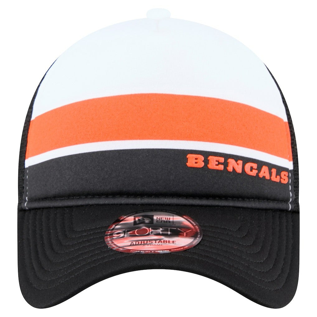 Cincinnati Bengals New Era Sport Night Color Block 9FORTY A-Frame Trucker Adjustable Hat - White/Black on sale