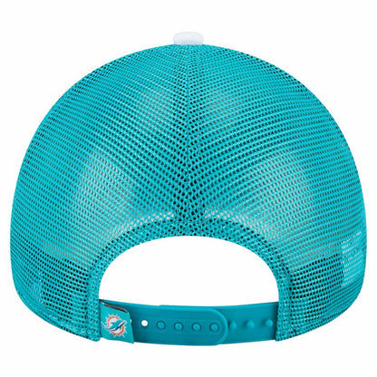 Miami Dolphins New Era Color-Block 9FORTY A-Frame Trucker Adjustable Hat - White/Aqua on sale