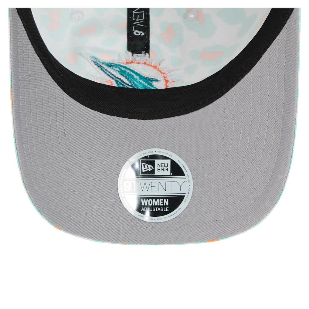 Miami Dolphins New Era Women's Active Leopard 9TWENTY Adjustable Hat - White sale