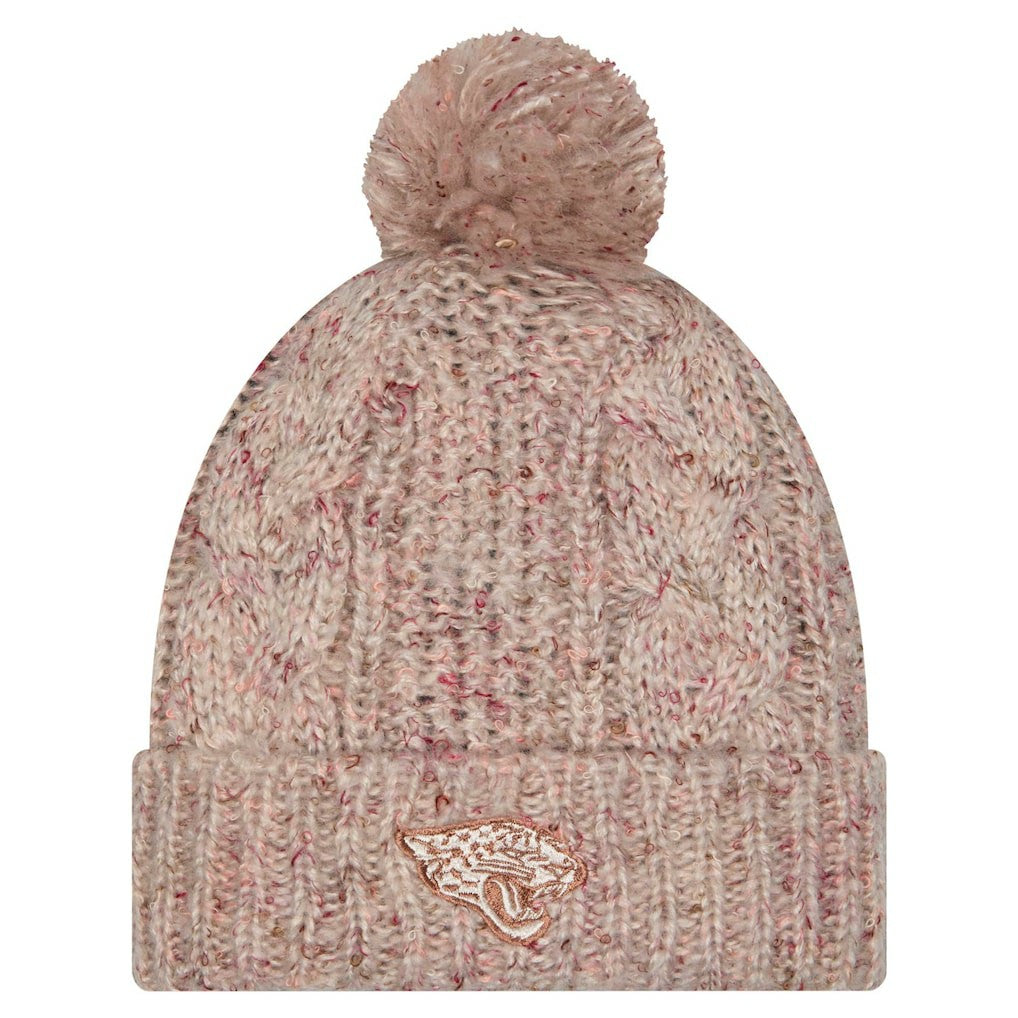 Jacksonville Jaguars New Era Women's Trendy Tone Cuffed Knit Hat with Pom - Stone sale