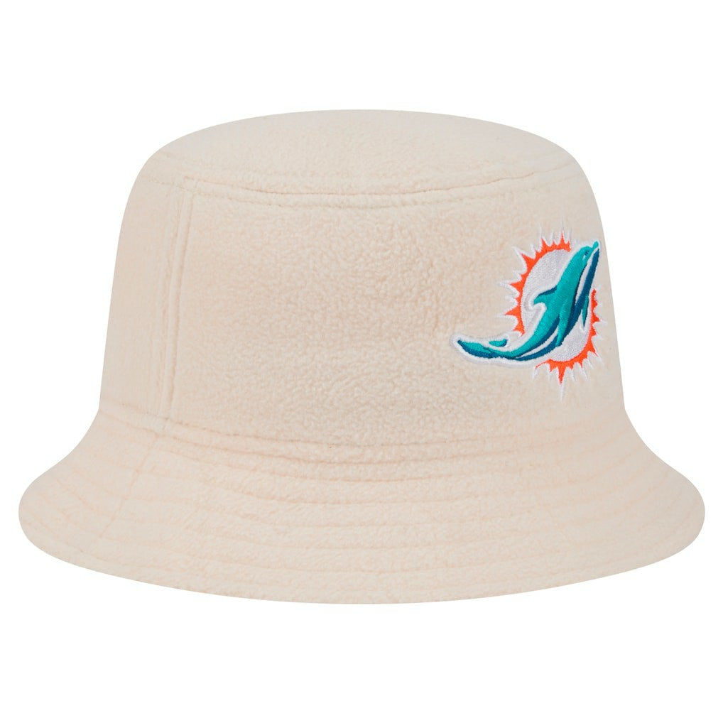 Miami Dolphins New Era Women's Cozy Sherpa Bucket Hat - Cream outlet