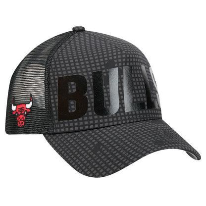 Chicago Bulls Male Adult Midnight Ink Tonal A-Frame Trucker 9FORTY Adjustable Hat - Black | New Era shop